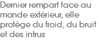 Dernier rempart face au monde extérieur, elle protège du froid, du bruit et des intrus 